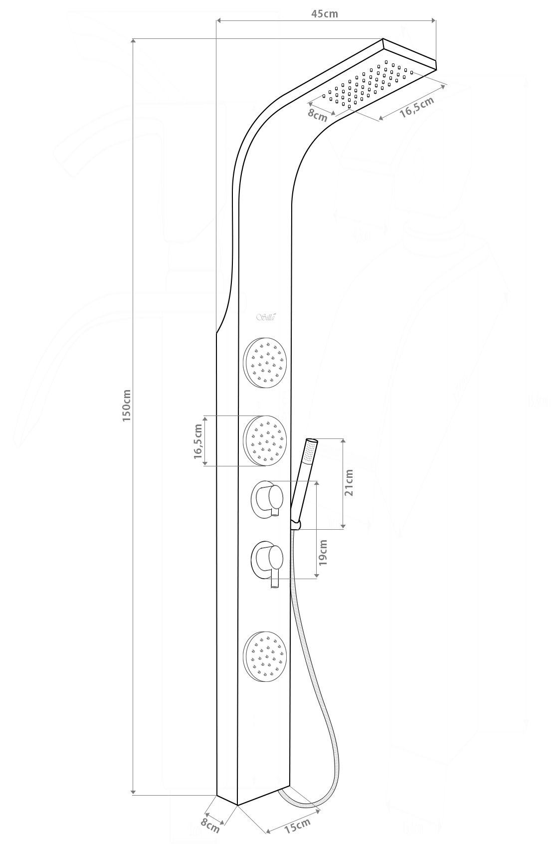 Sprchový panel 9832 černý