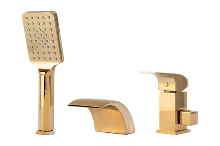 TŘÍOTVOROVÁ VANOVÁ BATERIE CASCADE NA OKRAJ VANY S-1169G ZLATÁ