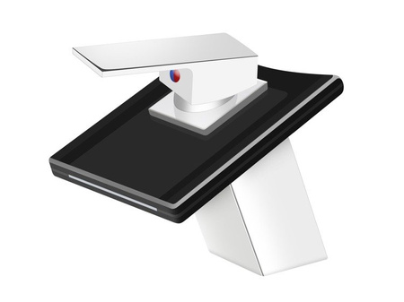 SKLENĚNÁ UMÝVADLOVÁ BATERIE LUNA STOJÍCÍ NÍZKÁ S-1002 CHROM