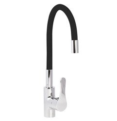 ČERNÁ KUCHYŇSKÁ BATERIE S FLEXIBILNÍ VÝTOKOVOU TRUBICÍ FLEX S-2105 CHROM