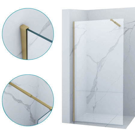 SPRCHOVÁ STĚNA WALK-IN 110x200 TRANSPARENTNÍ ZLATÁ