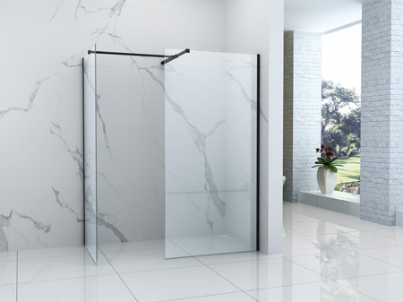 SPRCHOVÁ STĚNA PALMER WALK-IN DOUBLE 2-DÍLNÁ 80x200 120x200 TRANSPARENTNÍ ČERNÁ
