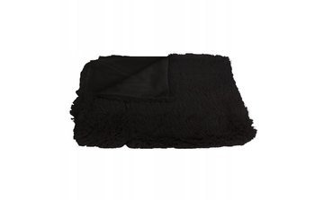 VLNĚNÁ DEKA CHLUPATÁ PŘEHOZ NA POSTEL 150 x 200 Černá