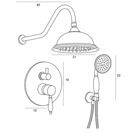 PODOMÍTKOVÁ SPRCHOVÁ SADA RETRO S-1175V STARÉ ZLATO