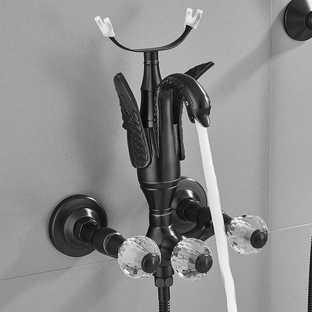 NÁSTĚNNÁ VODOVODNÍ BATERIE SWENNA RETRO S-1177B ČERNÁ