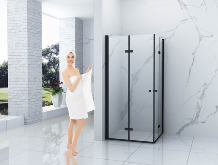 SPRCHOVÝ KOUT BAXLER ČTVERCOVÝ TRANSPARENTNÍ - 80X80X190 ČERNÝ