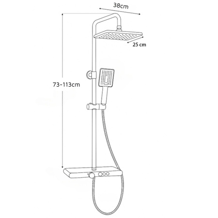 SPRCHOVÝ SET NÁSTĚNNÝ ELENA S-1207BC ČERNÝ/CHROM