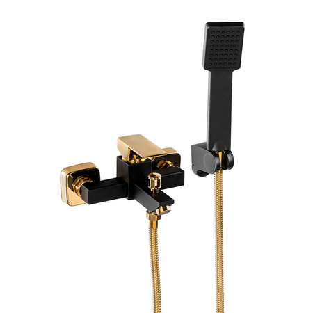 NÁSTĚNNÁ VODOVODNÍ BATERIE CUBO S-1176BG ČERNÁ/ZLATÁ