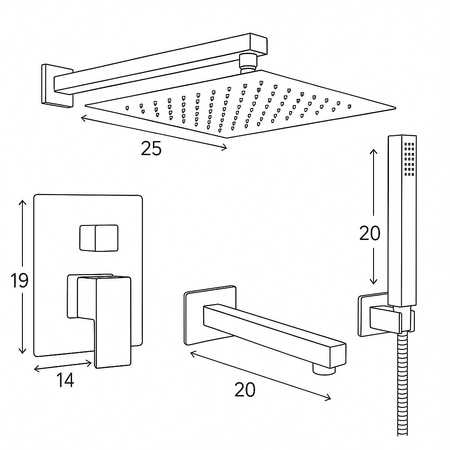 PODOMÍTKOVÁ SPRCHOVÁ SADA S VÝTOKEM S-1193 CHROM
