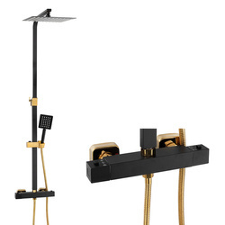 SPRCHOVÁ SADA NÁSTĚNNÁ S TERMOSTATEM S-1164BG ČERNÁ/ZLATÁ