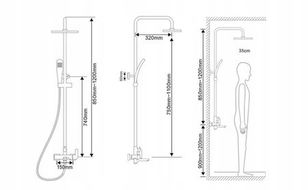 SPRCHOVÁ SADA GIO NÁSTĚNNÁ S-1157 ČERNÁ / ZLATÁ