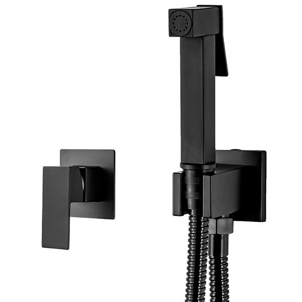 Podomítková bidetová baterie CUBO - Hygienická sada S-1117B černá