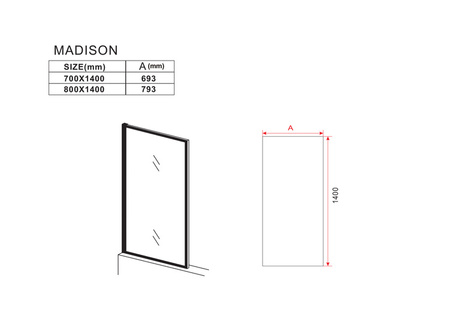 VANOVÁ ZÁSTĚNA MADISON 1-KŘÍDLOVÁ 70X140 FIX ČERNÁ