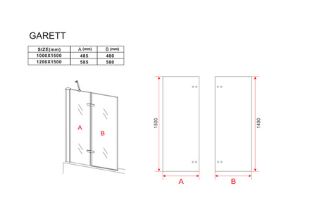 VANOVÁ ZÁSTĚNA GARETT 2-KŘÍDLOVÁ 100X150 FIX ČERNÁ