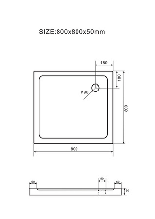 ČTVERECOVÝ SPRCHOVÝ KOUT SLIM 80x80 ČERNÝ