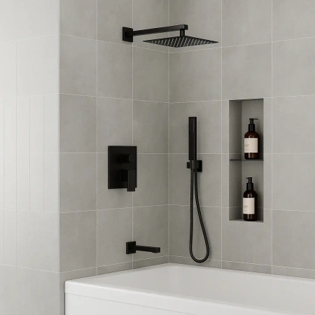 PODOMÍTOVÁ SPRCHOVÁ SOUPRAVA S VÝTOKEM S-1193B ČERNÁ