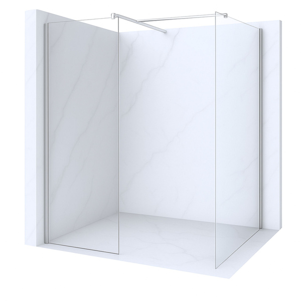 SPRCHOVÁ STĚNA PALMER WALK-IN DOUBLE 2DÍLNÁ 60×200 + 60×200 TRANSPARENTNÍ CHROM