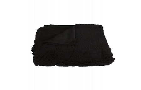 VLNĚNÁ DEKA CHLUPATÁ PŘEHOZ NA POSTEL 150 x 200 Černá