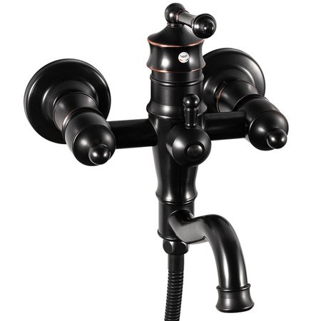 NÁSTĚNNÁ VODOVODNÍ BATERIE ADELITA RETRO S-1181BG ČERNÁ