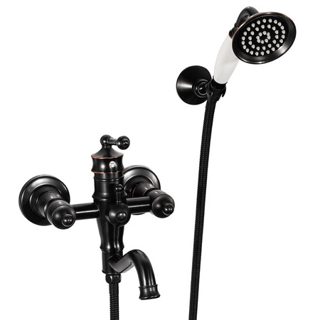 NÁSTĚNNÁ VODOVODNÍ BATERIE ADELITA RETRO S-1181BG ČERNÁ