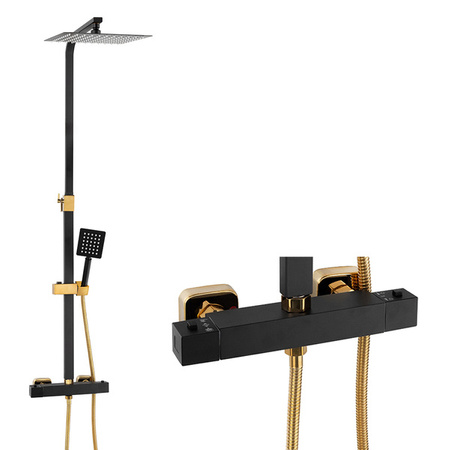 SPRCHOVÁ SADA NÁSTĚNNÁ S TERMOSTATEM S-1164BG ČERNÁ/ZLATÁ