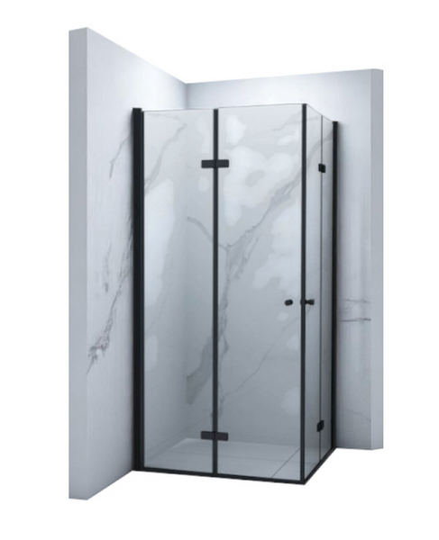 SPRCHOVÝ KOUT BAXLER ČTVERCOVÝ TRANSPARENTNÍ - 80X80X190 ČERNÝ