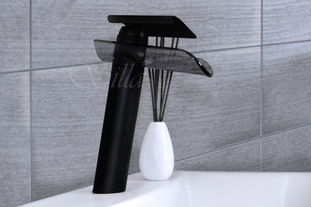 UMYVADLOVÁ BATERIE MONA VYSOKÁ SKLENĚNÁ S-1025B ČERNÁ